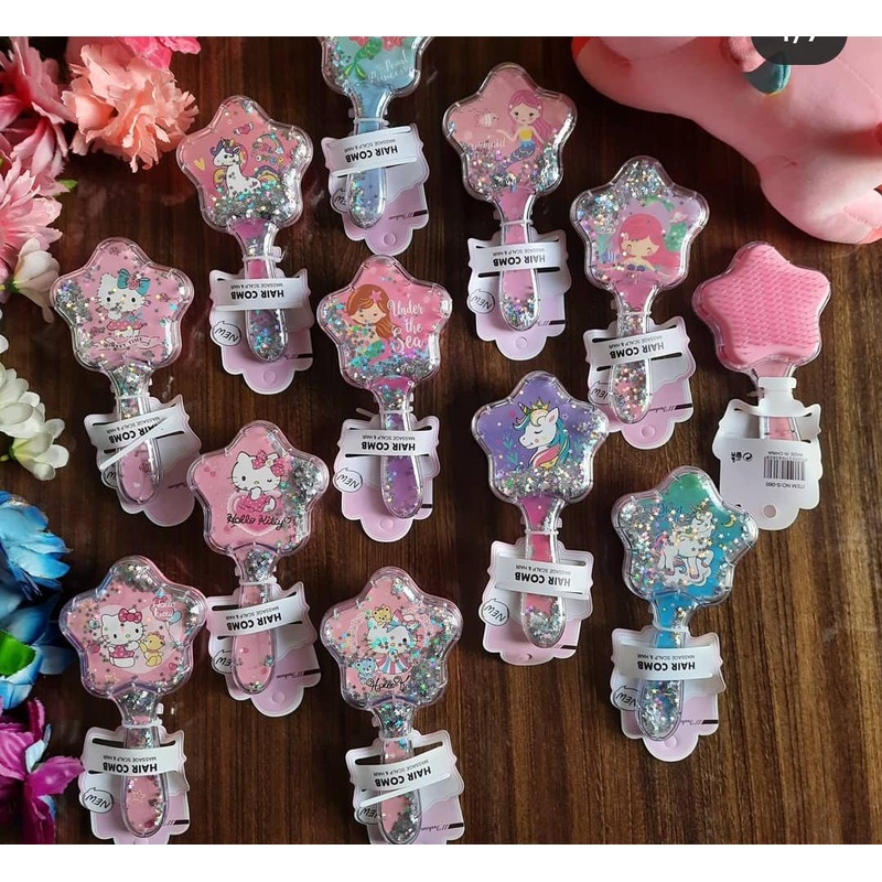 Star shape Hair Brush for kids (Random print)