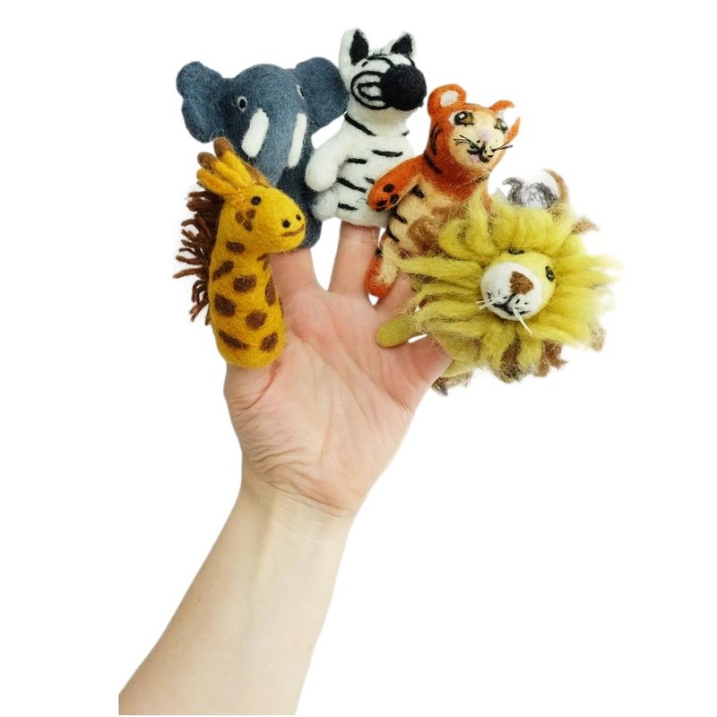 Fair Trade Handmade Felt Jungle Puppets (4-6)