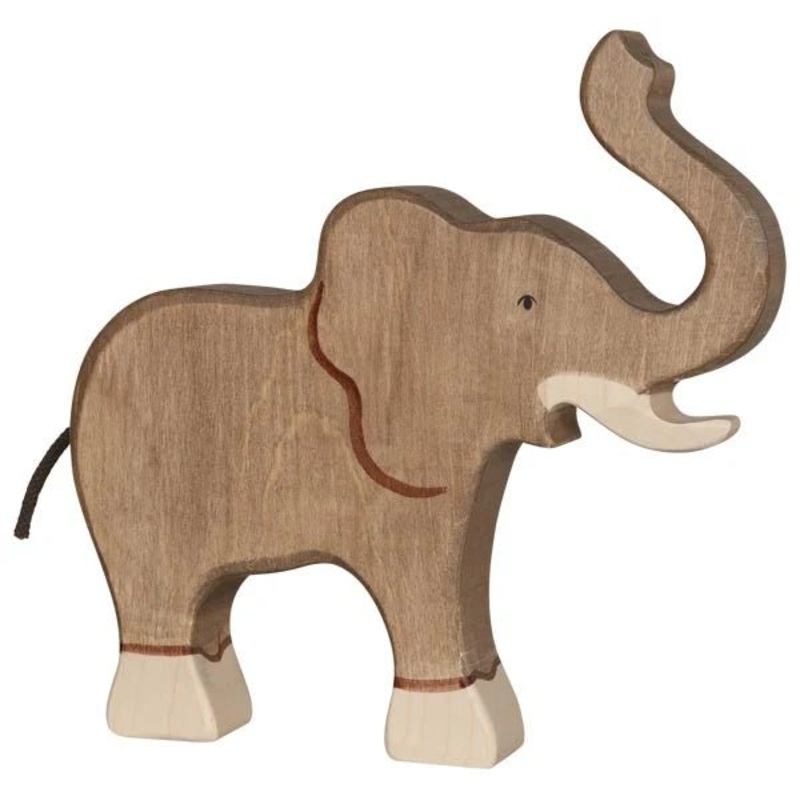 Holztiger Wooden Figure – Elephant, Large, Trunk Raised